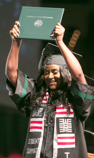 Femalestudent at commencement